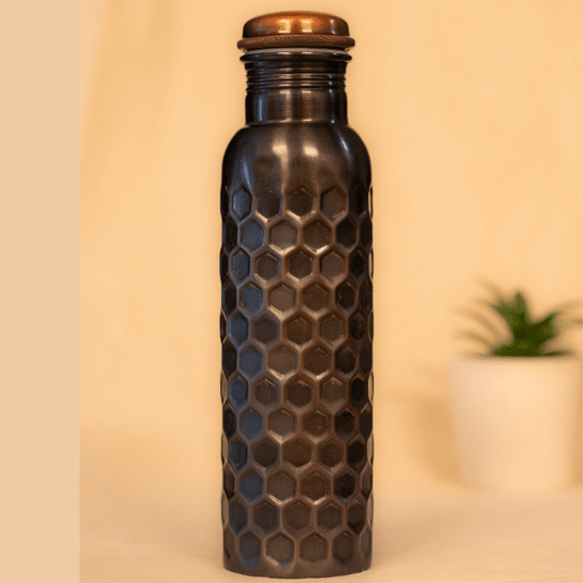 Copper Water Bottle Diamond Antique Black Finish image 0