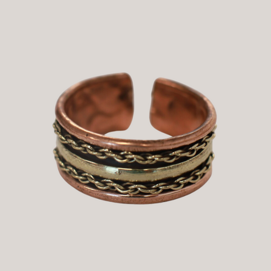Copper Rings Open Cuff Adjustable Ring Unisex - Style 1 image