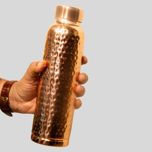 Hammered Pure Copper Water Bottle – 950ml image 1