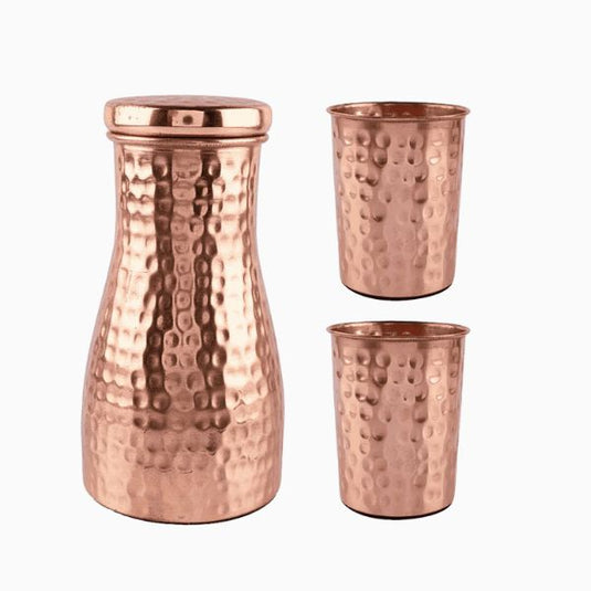 Pure Copper Bedside Water Jar with 2 Glasses image 0
