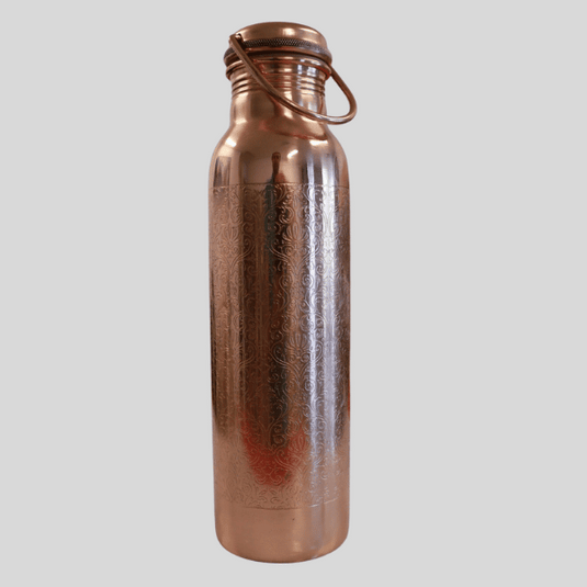Copper Water Bottle Embossed with Hanger - 950ml image 0