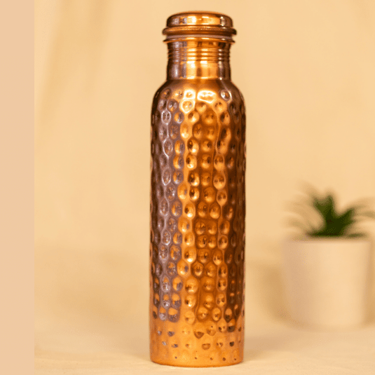 Copper Water Bottle Hammered 950ml image 1