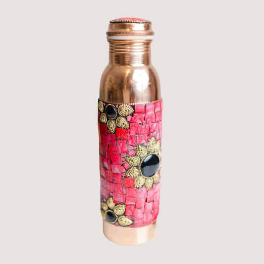 Red Stone Deco Copper Water Bottle - 950mL image 0