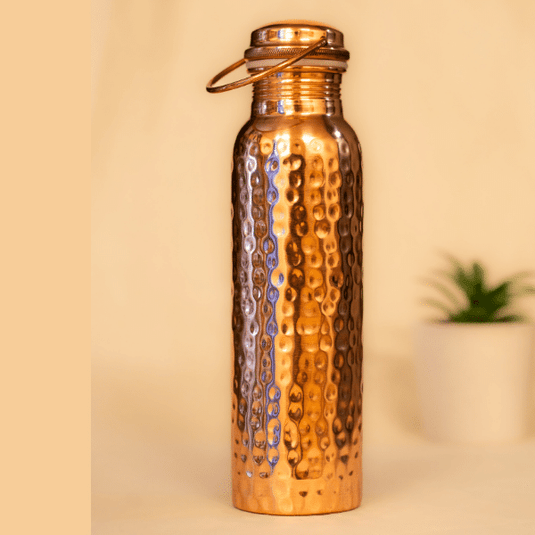 Copper Water Bottle Hammered with Hanger (950ml) image 0