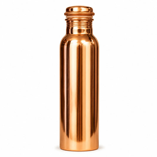 Copper water bottle on a white background