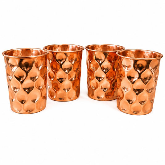 Set of 4 Diamond Copper Glass