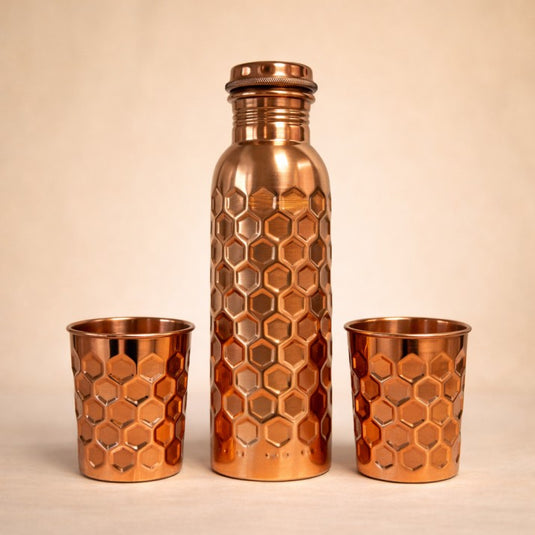 Honeycomb copper bottle cup set