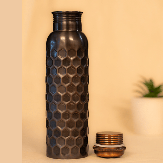 Copper Water Bottle Diamond Antique Black Finish image 1