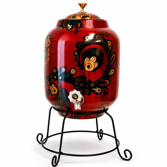 Copper Water Dispenser Peacock Print (8 ltr)