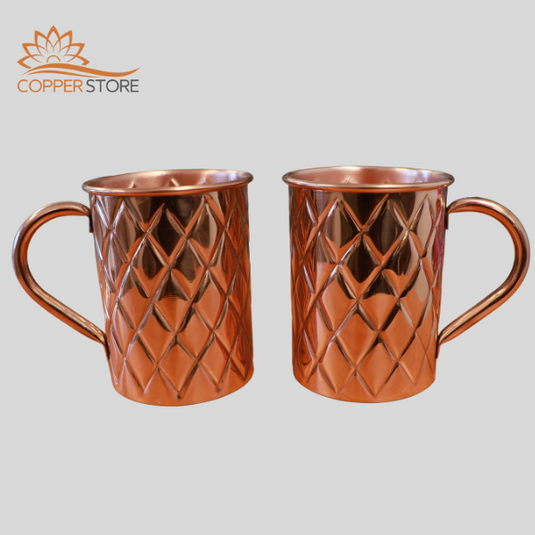 Set of 2 Cross Design Copper Mug image 0