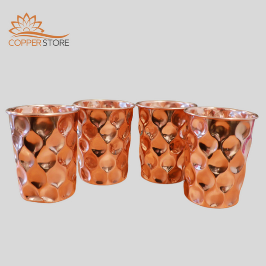 Set of 4 Diamond Copper Glass image 0