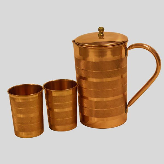 Copper Jug – Deluxe Design (1.5 L) with 2 Matching Cups image 0