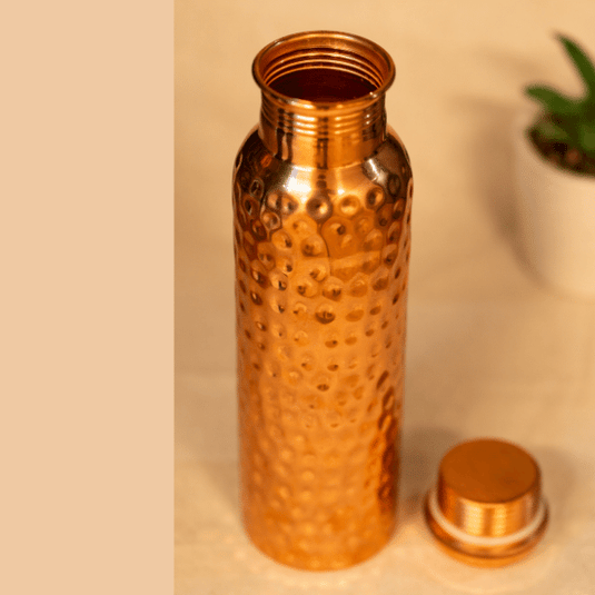 Copper Water Bottle Hammered 950ml image 2