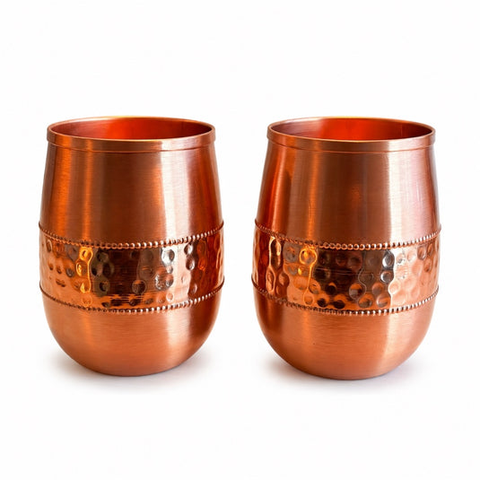 Beaded Hammered Copper Cups – Set of 2