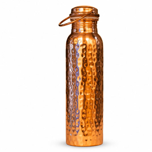 Copper Water Bottle Hammered with Hanger (950ml)