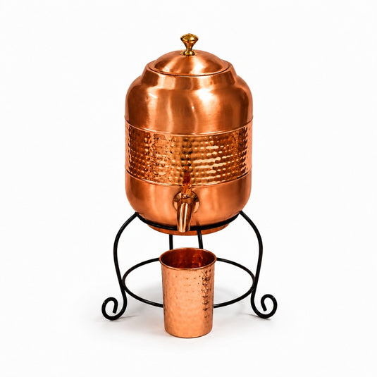 Copper Deluxe Water Dispenser – 5 Litre Pure Copper Dispenser with Matching Copper Cup