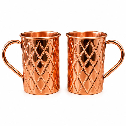 Set of 2 Cross Design Copper Mug