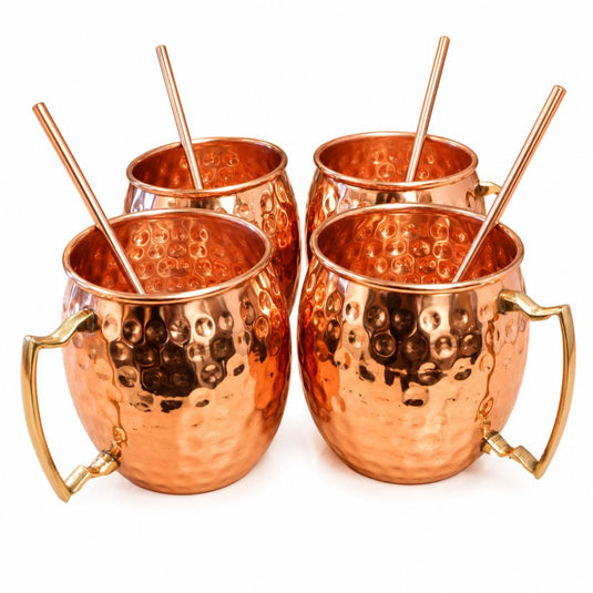 Set of 4 Moscow Mule Mug with Copper Straw