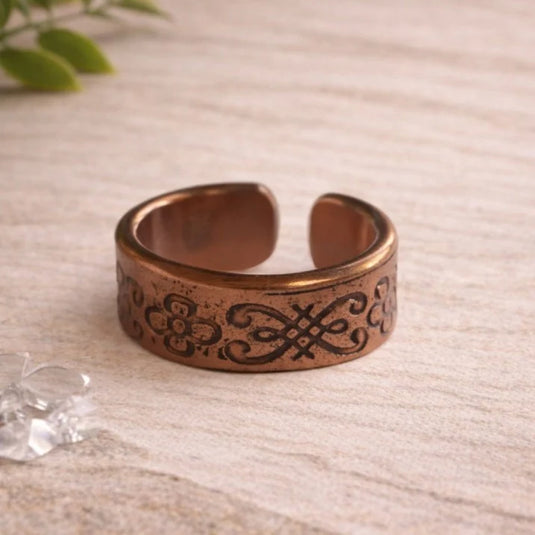 Copper Infinity Floral Ring