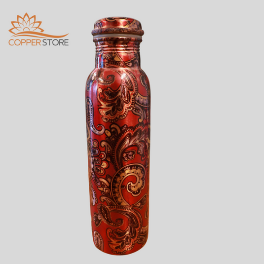 Copper Water Bottle Red Mandala Print (950mL) image 0