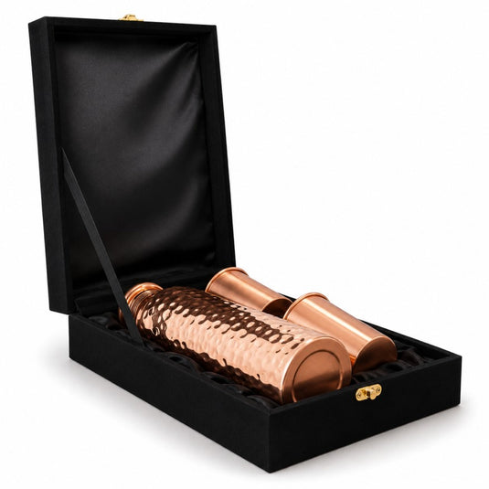 Copper Water Bottle Gift Set