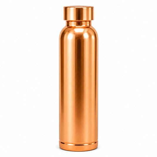 Copper-colored water bottle on a white background