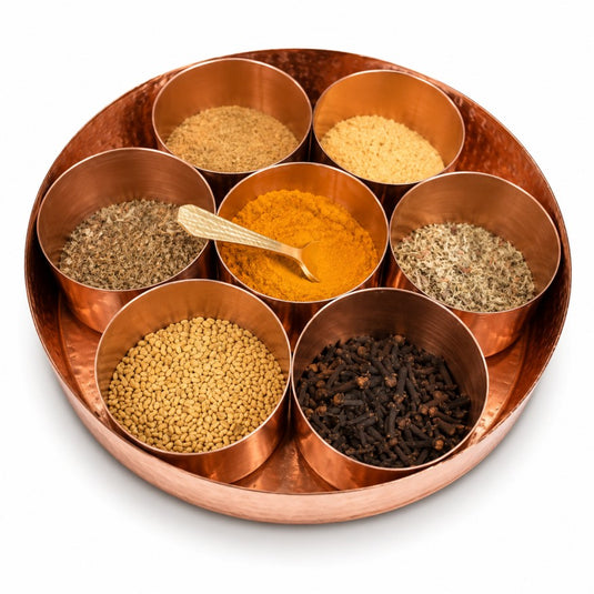 Pure Copper Hammered Masala/Spice Container Box
